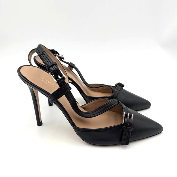 LK Bennett Annette Buckle Stitch Slingback Heel Pump Womens Black Size US10 EU41 - Picture 3 of 11